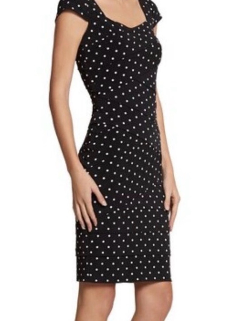 White House Black Market Polka Dot Cap Sleeve Sheath Dress